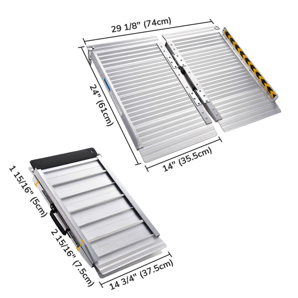 Yescom Wheelchair Ramp 600lb Capacity 2'x29" Aluminum Single-Step Image