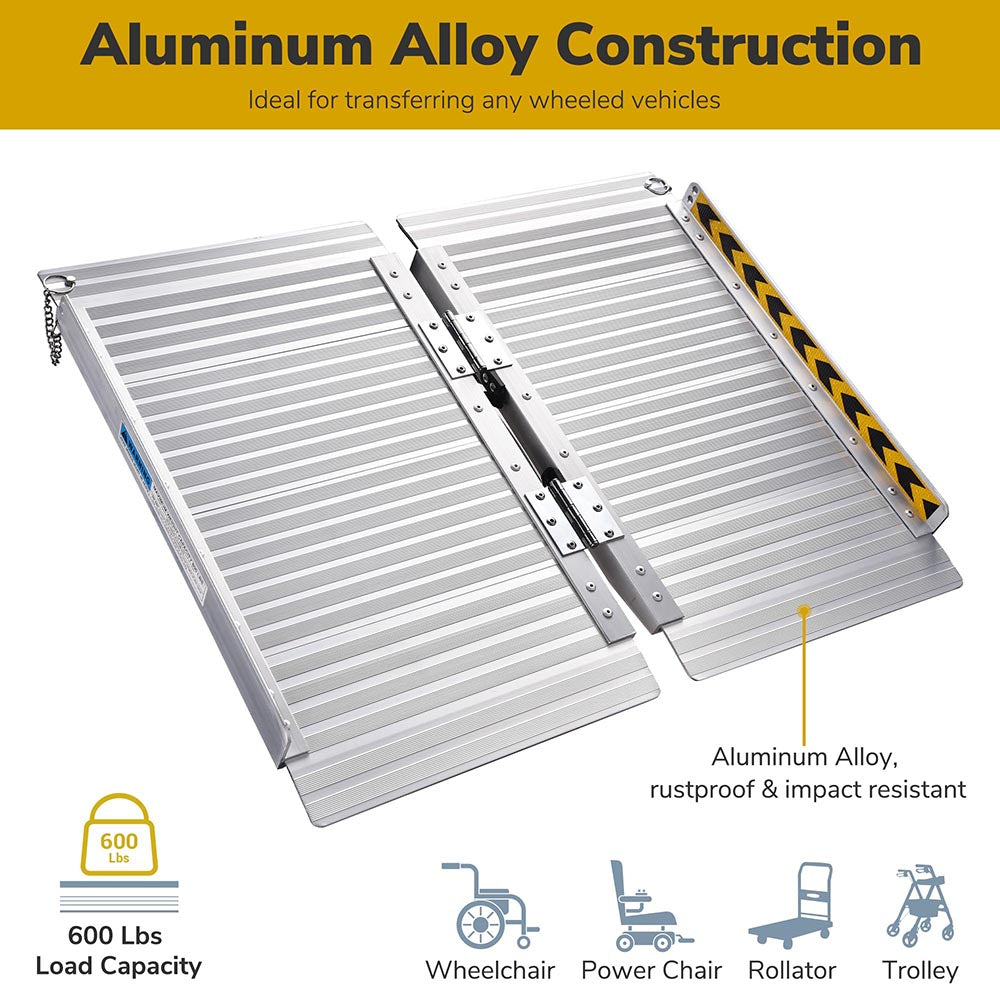 Yescom Wheelchair Ramp 600lb Capacity 2'x29" Aluminum Single-Step Image