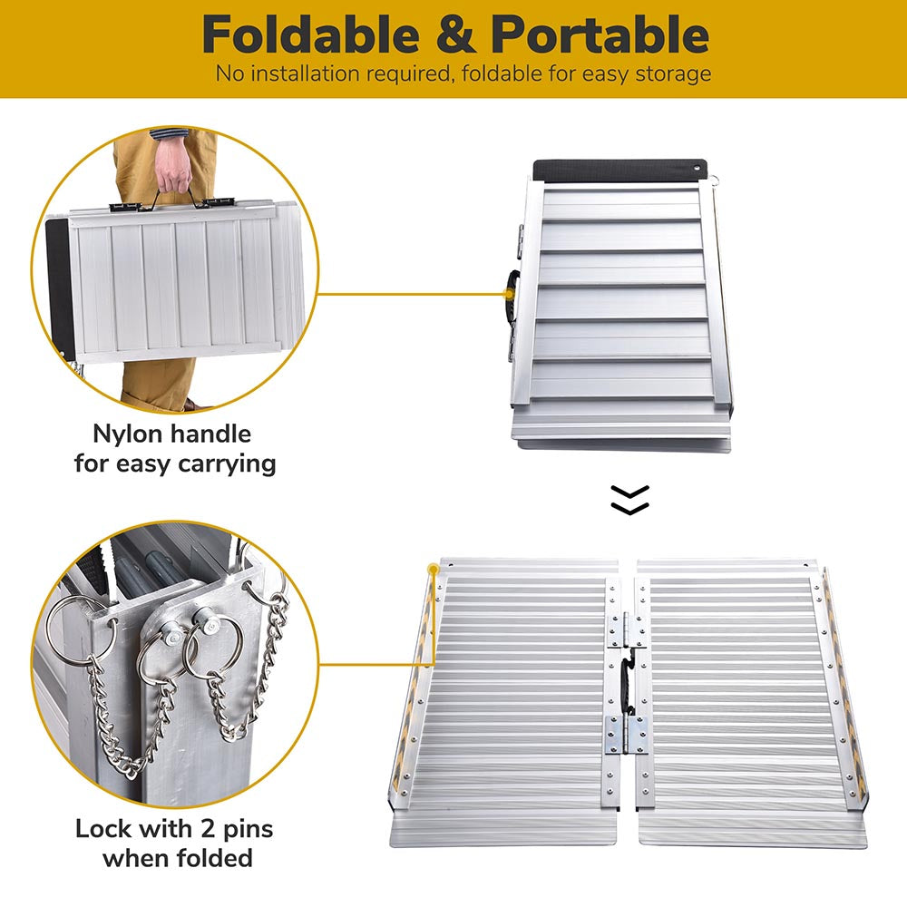 Yescom Wheelchair Ramp 600lb Capacity 2'x29" Aluminum Single-Step Image