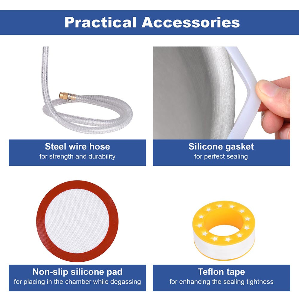 Yescom Degassing Vac Chamber w/ Gasket Lid 3 Gallon Stainless Steel Image