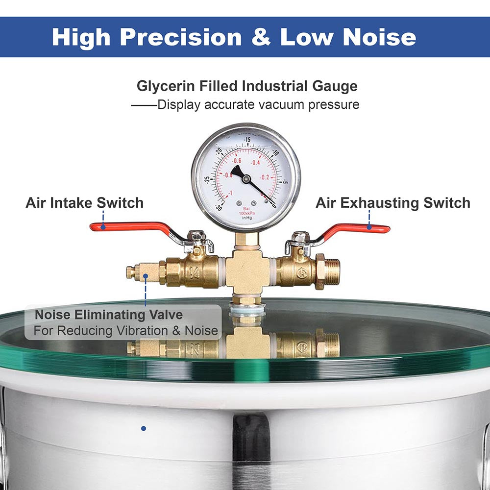 Yescom Vacuum Chamber Degassing Chamber 5 Gallon Stainless Steel Image