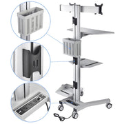 Yescom PC Computer Cart Workstation with Power Strip 2-Monitor Image