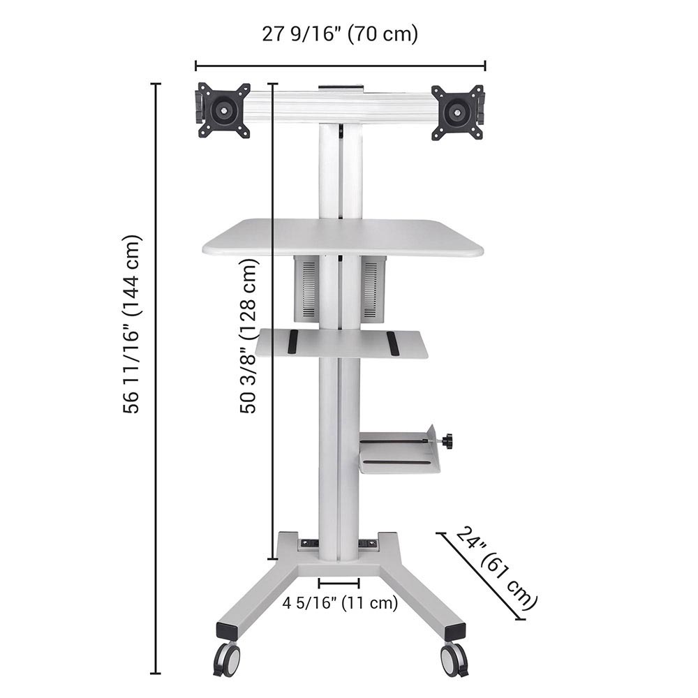 Yescom PC Computer Cart Workstation with Power Strip 2-Monitor Image