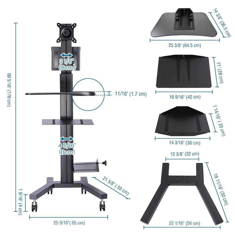 Yescom PC Computer Desktop Rolling Mobile Cart Workstation Image