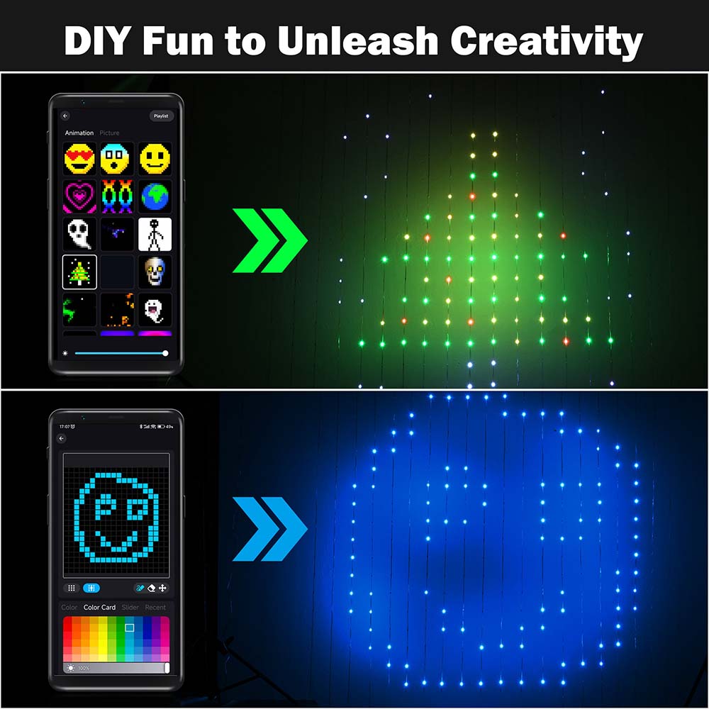 Yescom Curtain Fairy Lights APP & Remote Music Sync Color-Changing Image