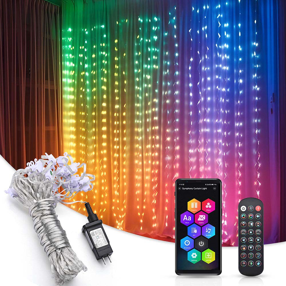 Yescom Curtain Fairy Lights APP & Remote Music Sync Color-Changing Image