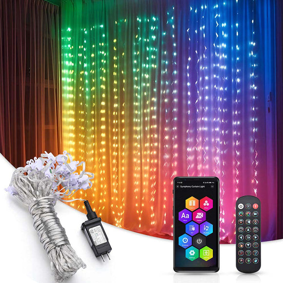 Yescom Curtain Fairy Lights APP & Remote Music Sync Color-Changing Image