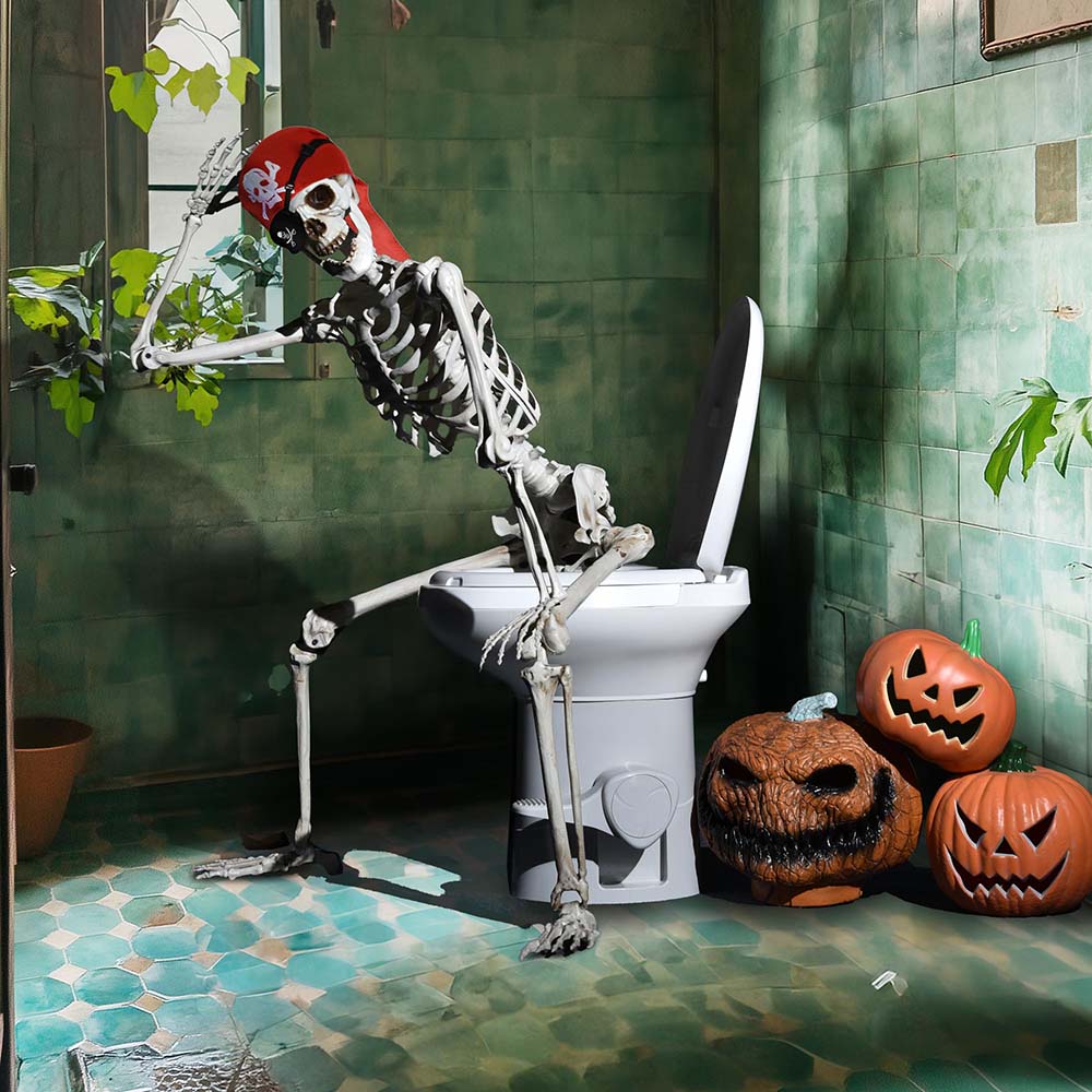 Yescom 5.4ft Skeleton Halloween Decoration Posable Pirate Image