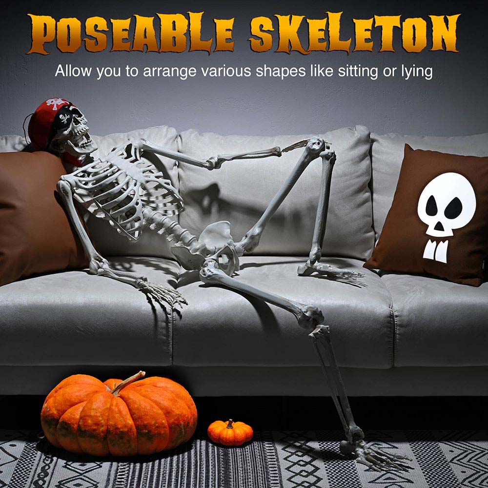 Yescom 5.4ft Skeleton Halloween Decoration Posable Pirate Image