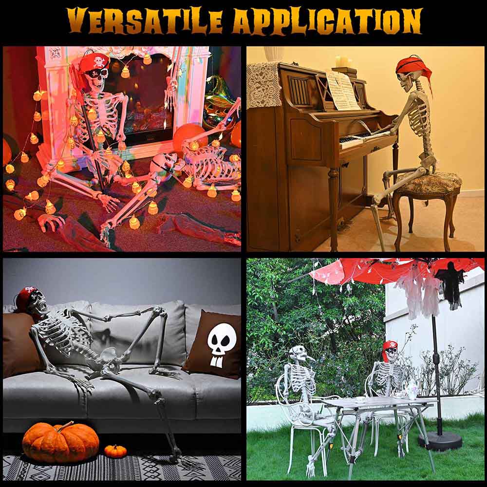 Yescom 5.4ft Skeleton Halloween Decoration Posable Pirate Image