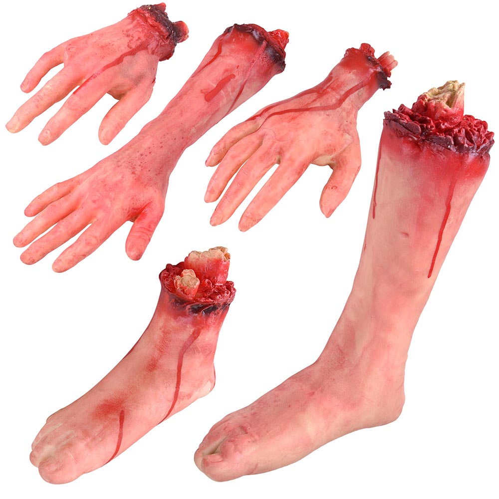 Yescom 5X Bloody Hands Foot Leg Body Parts Set for Halloween Party Image