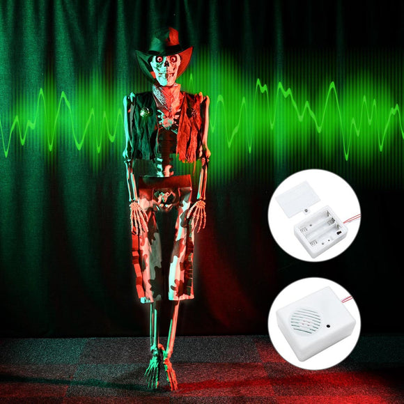 Yescom 5.4ft Skeleton LED Eyes Halloween Decor Cowboy Sound Activated Image