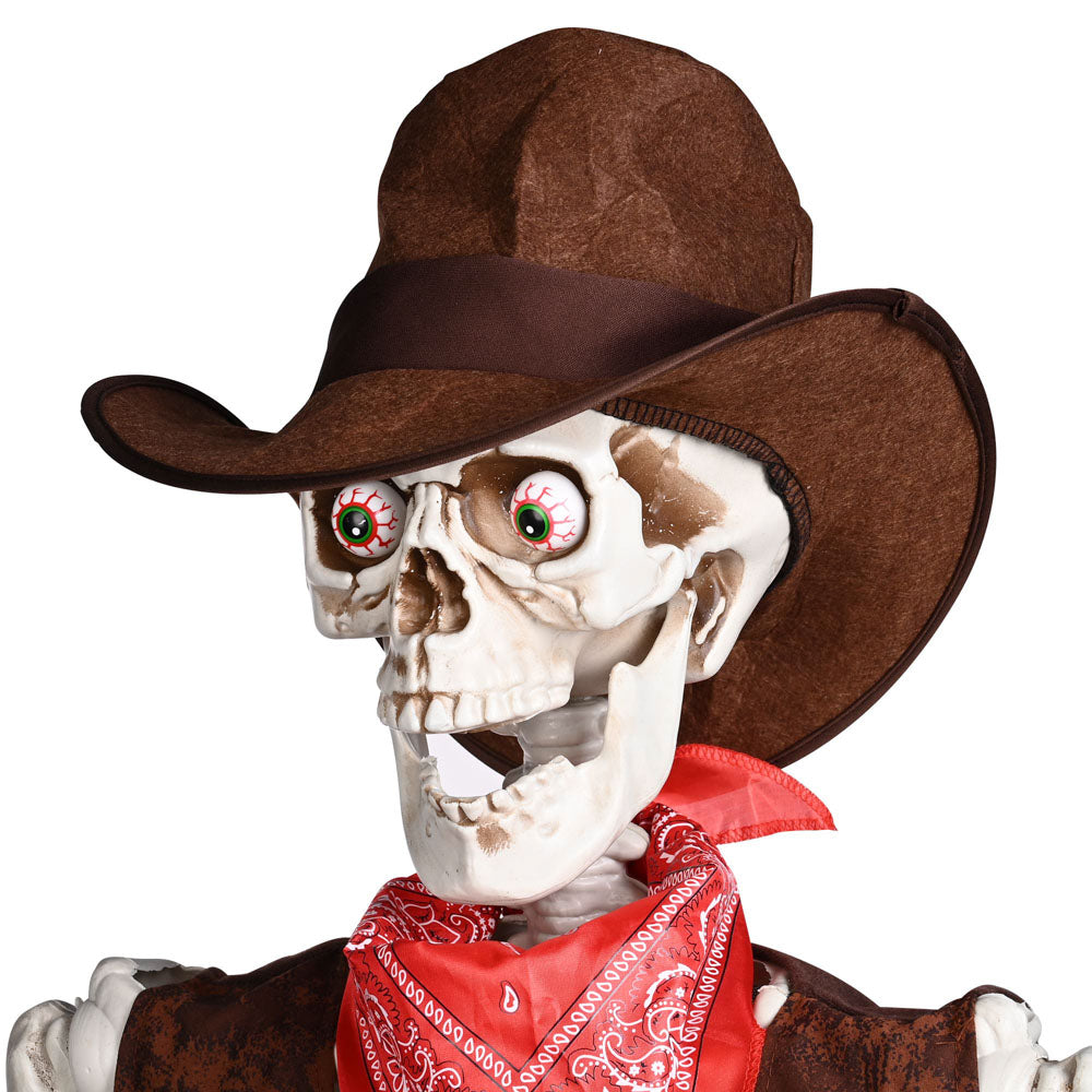 Yescom 5.4ft Skeleton LED Eyes Halloween Decor Cowboy Sound Activated Image