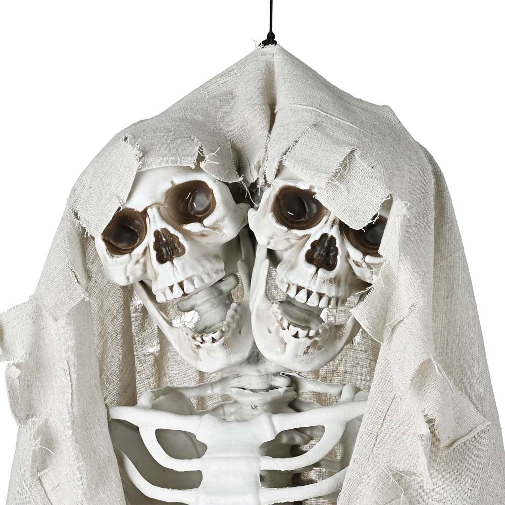 Yescom 5.4ft Skeleton Halloween Decoration Posable with Two Heads Image