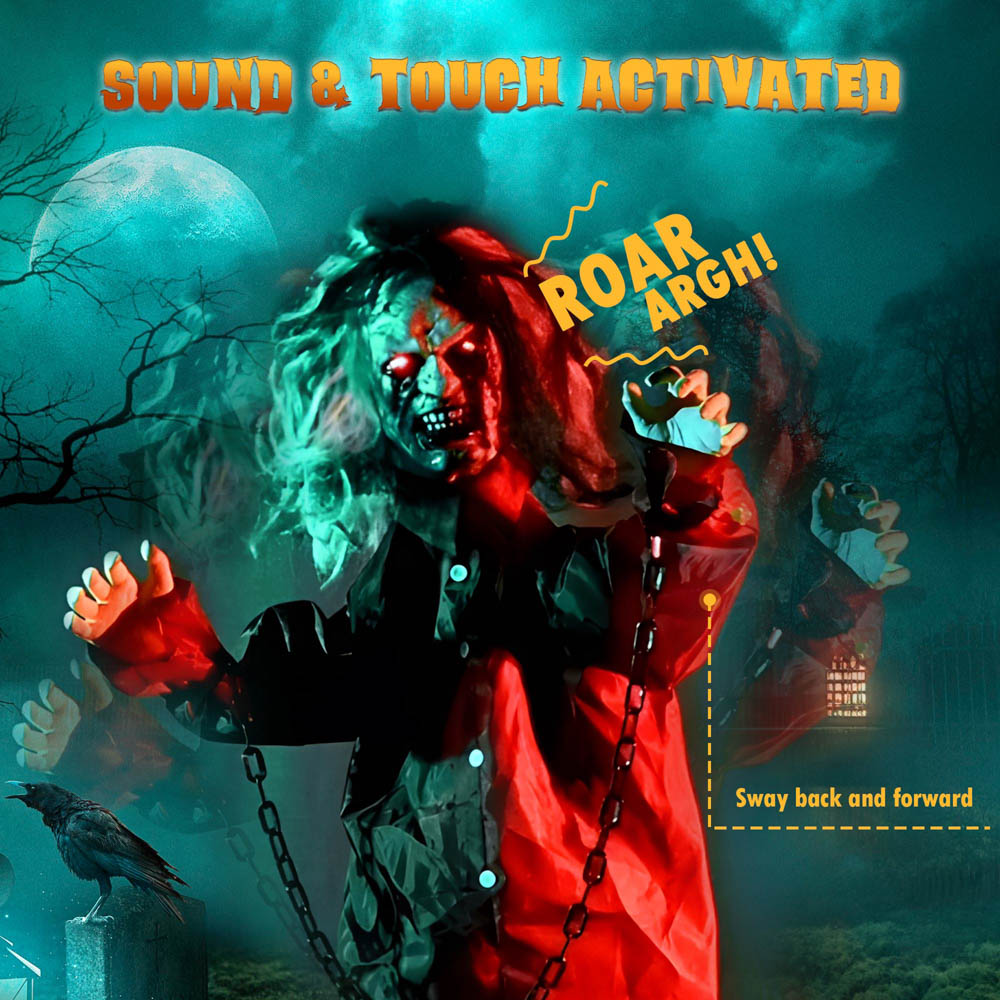 Yescom Halloween Zombie with Chained Hands Outdoor Decors Image