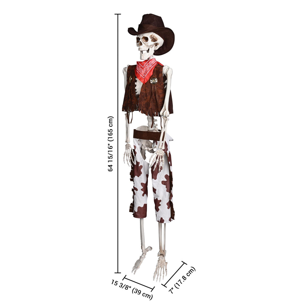 Yescom 5.4ft Skeleton Halloween Decoration Posable Cowboy Image