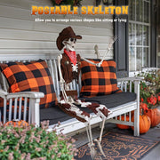 Yescom 5.4ft Skeleton Halloween Decoration Posable Cowboy Image