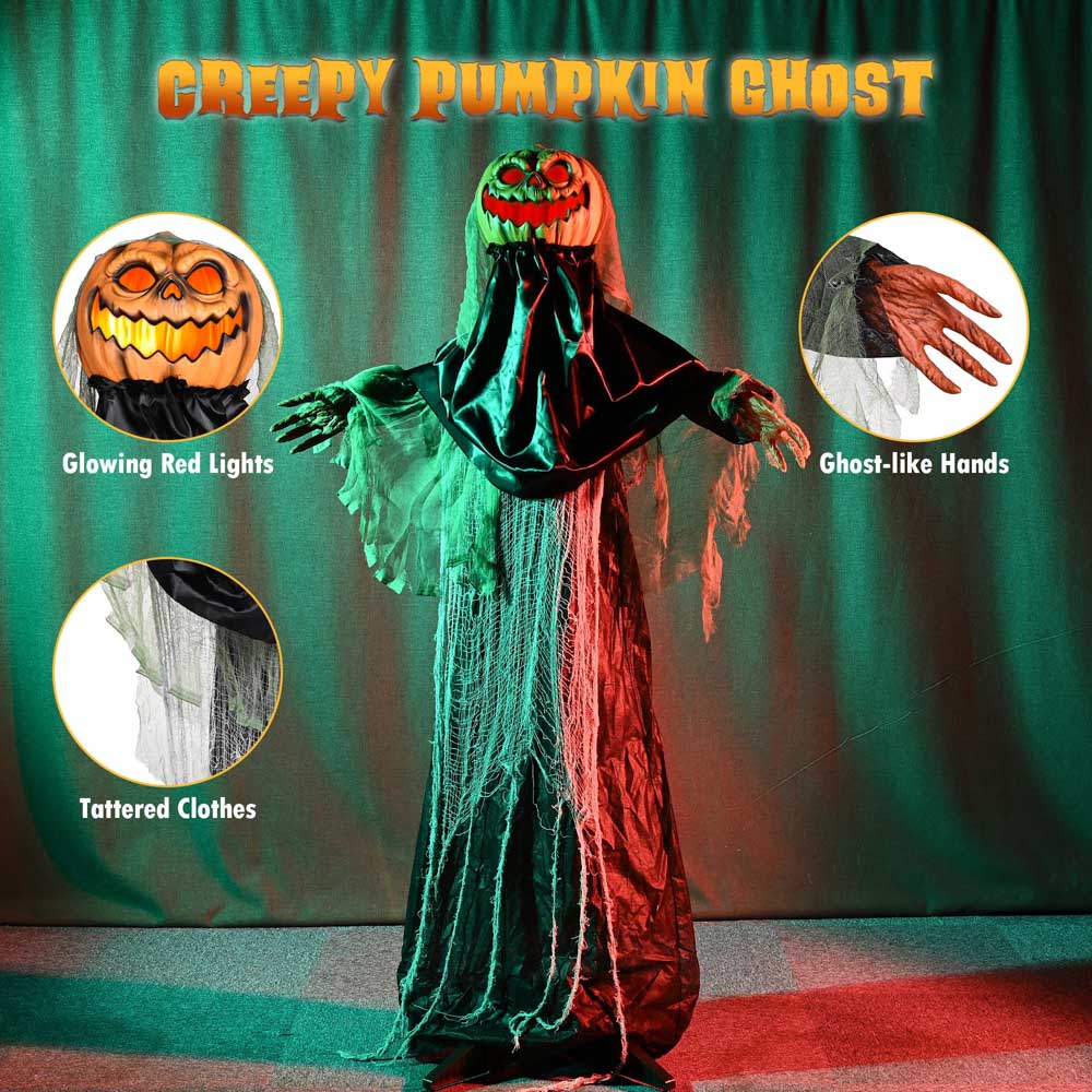 Yescom Animatronics Pumpkin Halloween Decor Sound & Touch Activated 5.4ft Image