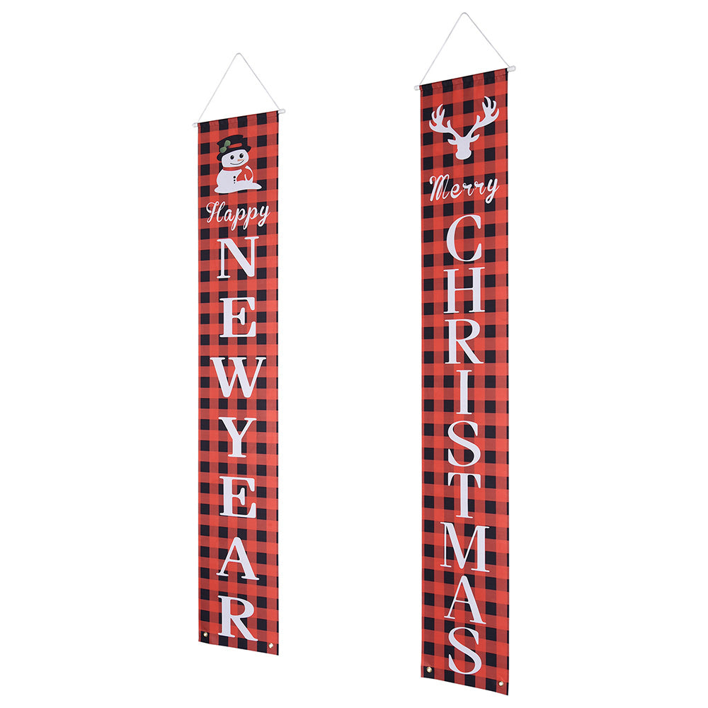 Yescom Christmas Sign Happy New Year Door Welcome Sign Set of 2 Image