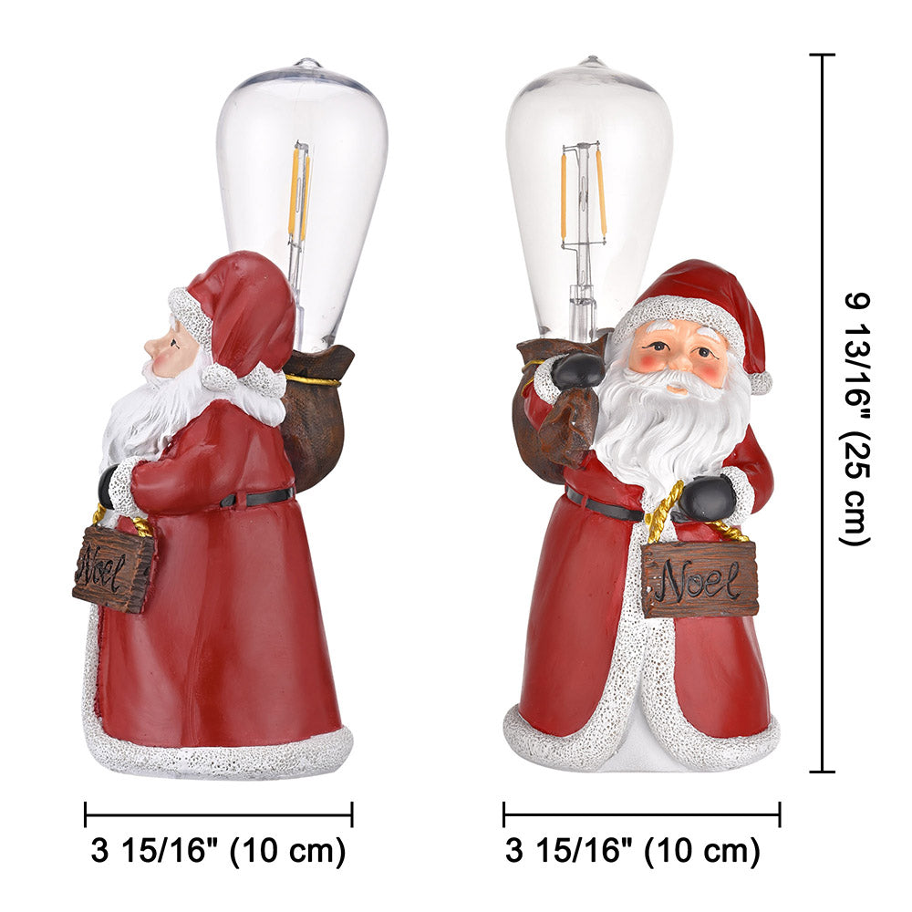 Yescom Set(2)Pre-lit Christmas Figurine Resin Santa Claus Carry Edison Bulb Image