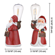 Yescom Set(2)Pre-lit Christmas Figurine Resin Santa Claus Carry Edison Bulb Image