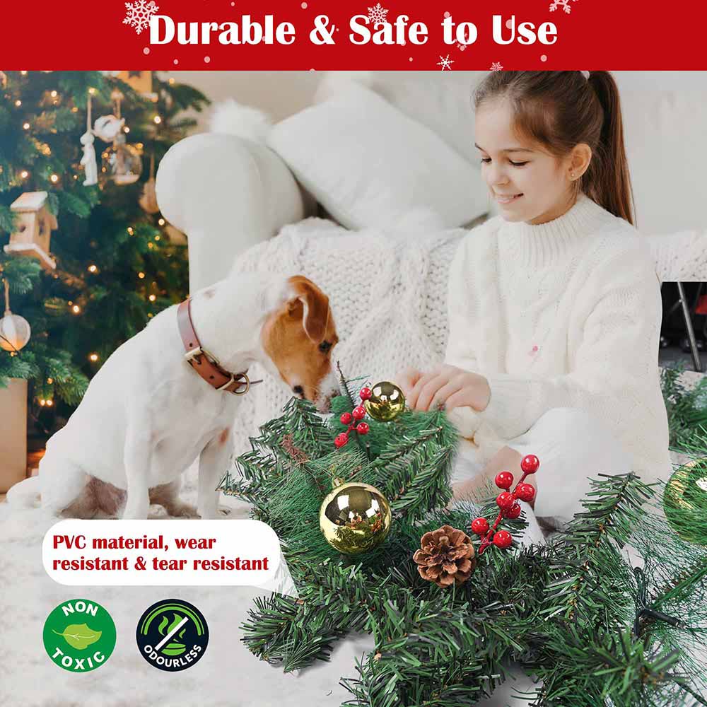 Yescom Pre-lit Christmas Pine Garland with Lights 9ft Battery Operated Image