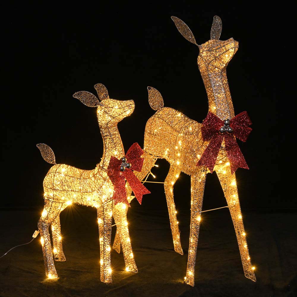 Yescom Outdoor Lighted Reindeer Family 2-piece(Doe & Fawn) Image