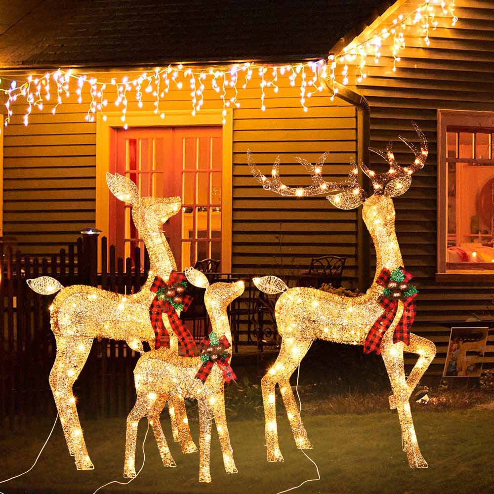 Yescom Outdoor Lighted Christmas Reindeer Family 3pcs Image