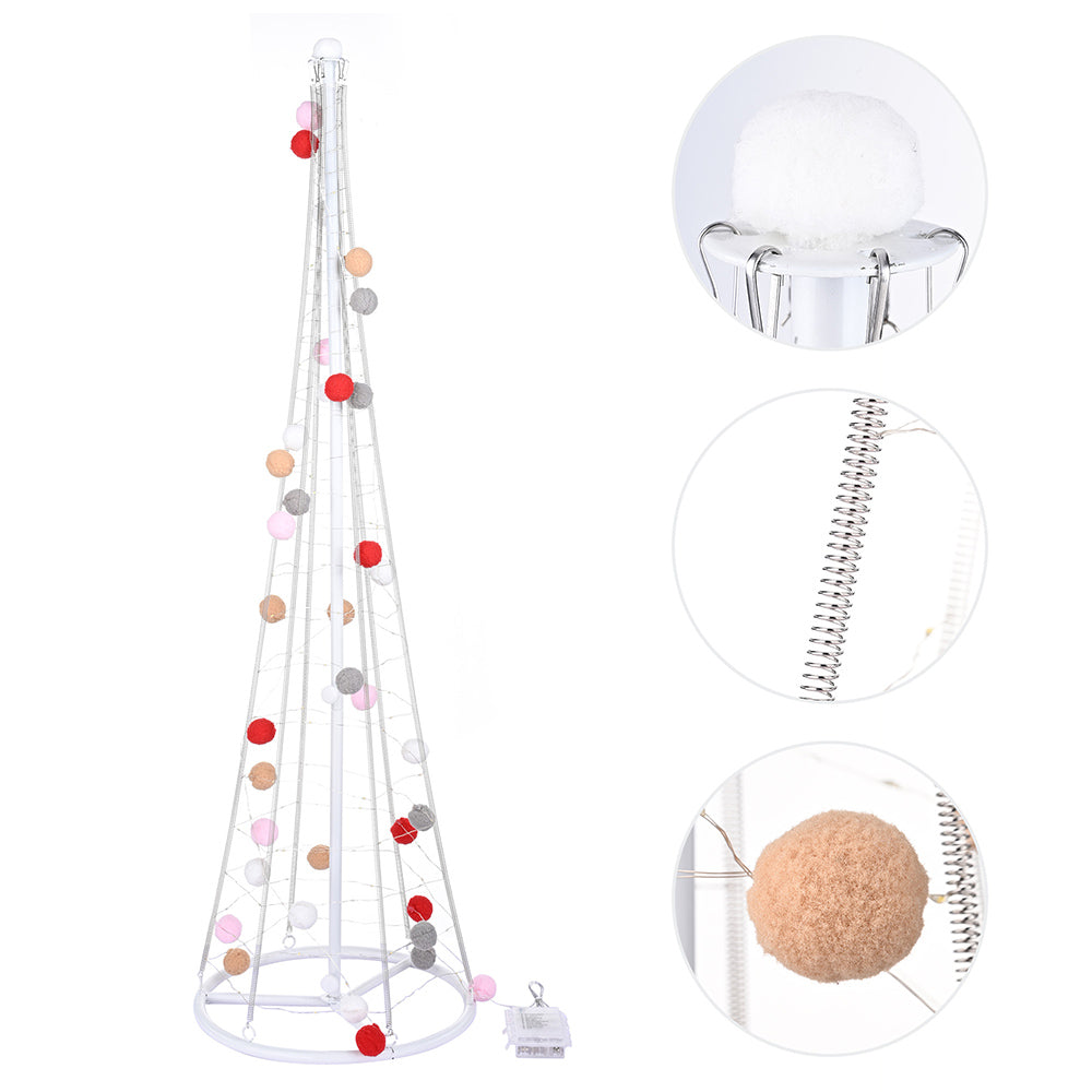 Yescom 3' Pre-lit Christmas Cone Tree with Cotton Balls Battery Operated Image