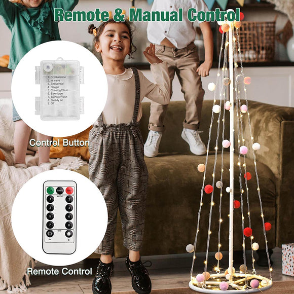 Yescom 3' Pre-lit Christmas Cone Tree with Cotton Balls Battery Operated Image