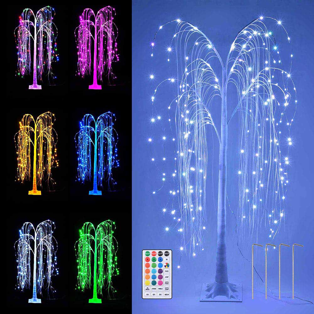 Yescom 5 Ft Lighted Willow Tree 216 LEDs Color Changing Christmas Decor Image