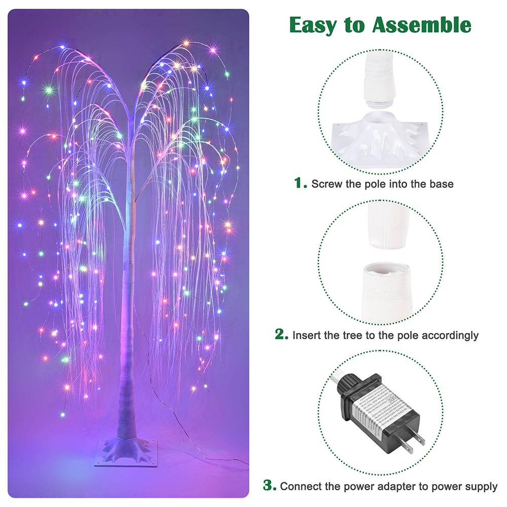 Yescom 5 Ft Lighted Willow Tree 216 LEDs Color Changing Christmas Decor Image