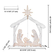 Yescom Pre-Lit Nativity Scene Xmas Decoration Holy Family 4ft 80 LEDs Image