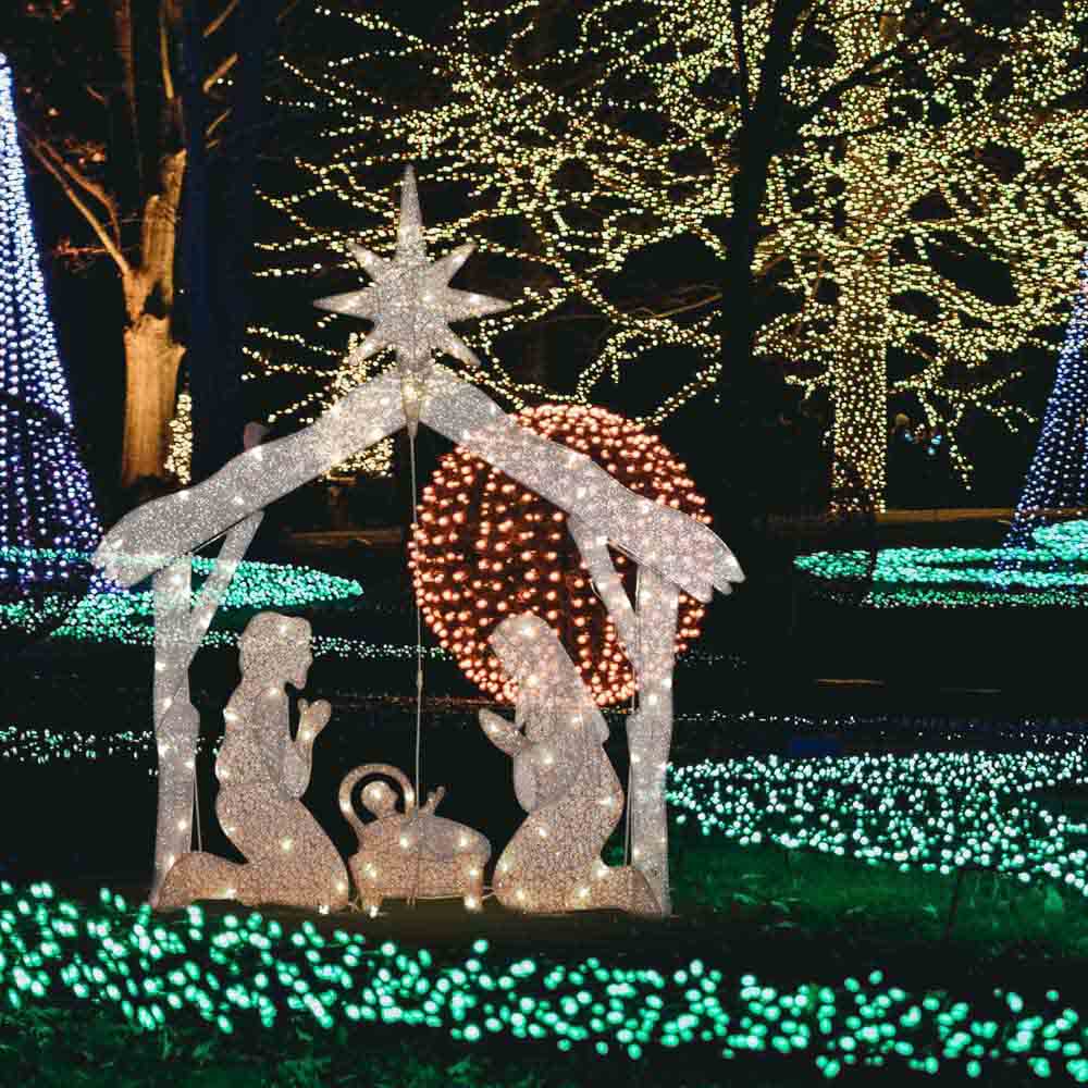 Yescom Pre-Lit Nativity Scene Xmas Decoration Holy Family 4ft 80 LEDs Image