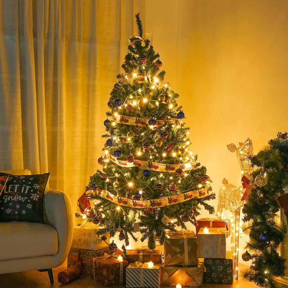 Yescom 7.5 feet Synthetic Christmas Tree Foldable X-shaped Metal Stand Image