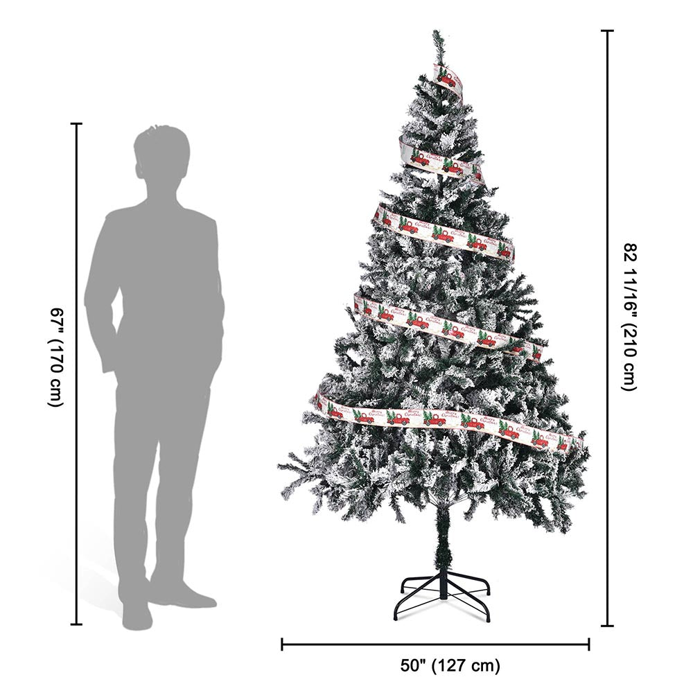 Yescom 7.5 feet White Flocked Christmas Tree Decor Image