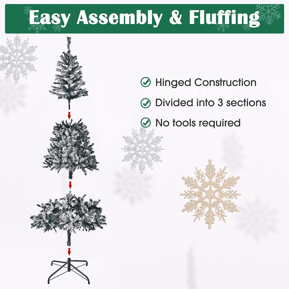 Yescom 7.5 feet White Flocked Christmas Tree Decor Image