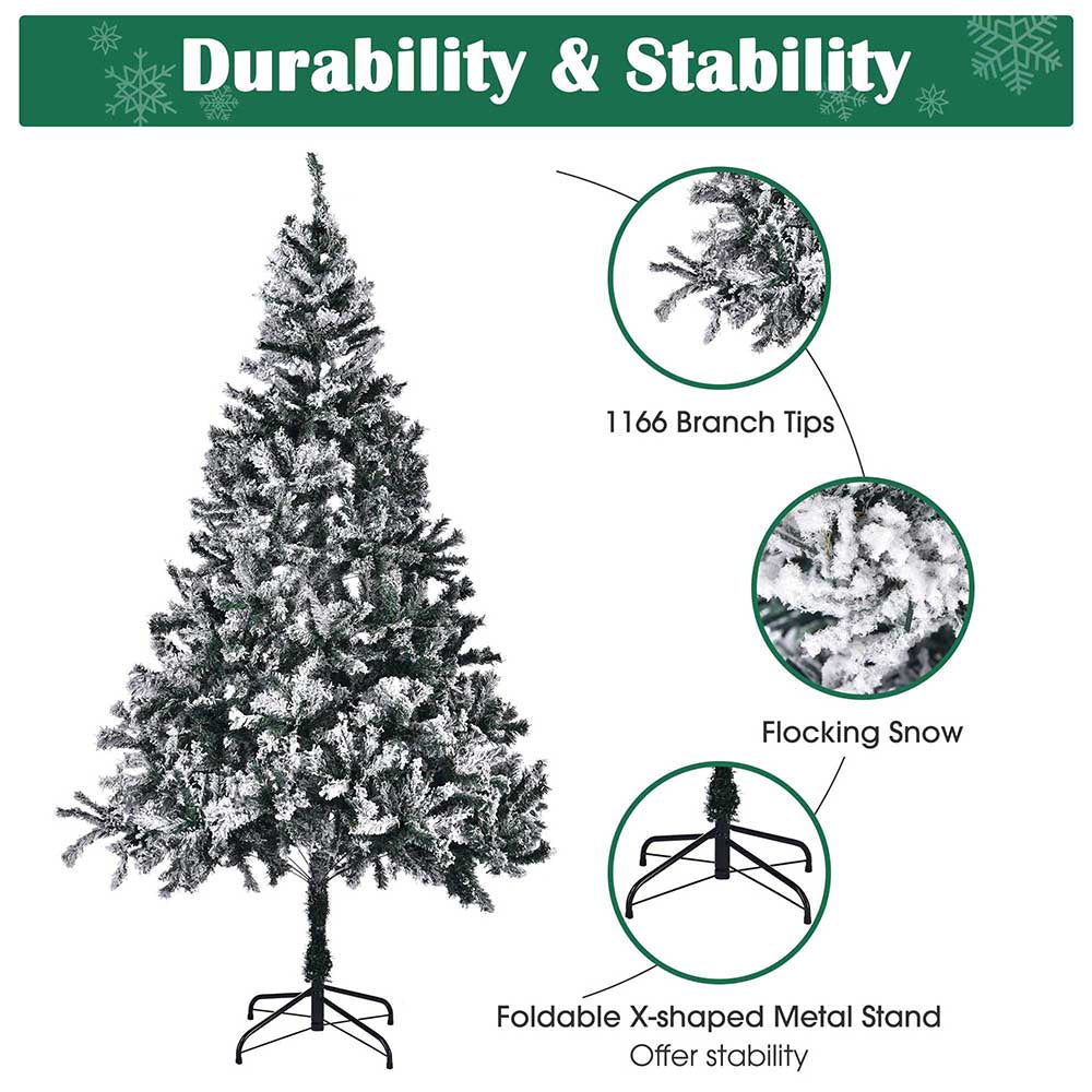 Yescom 7.5 feet White Flocked Christmas Tree Decor Image