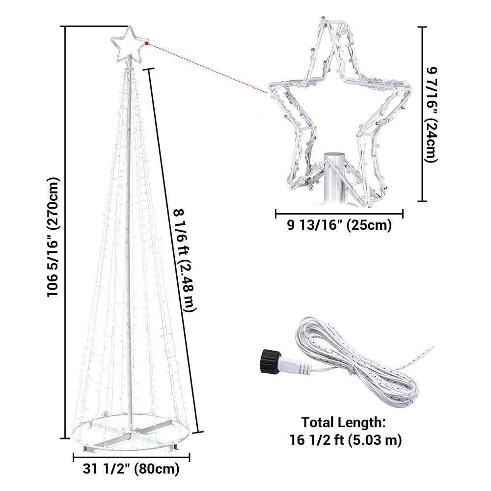 Yescom 9' Outdoor Christmas Tree Prelit Lightshow Solar Powered Image