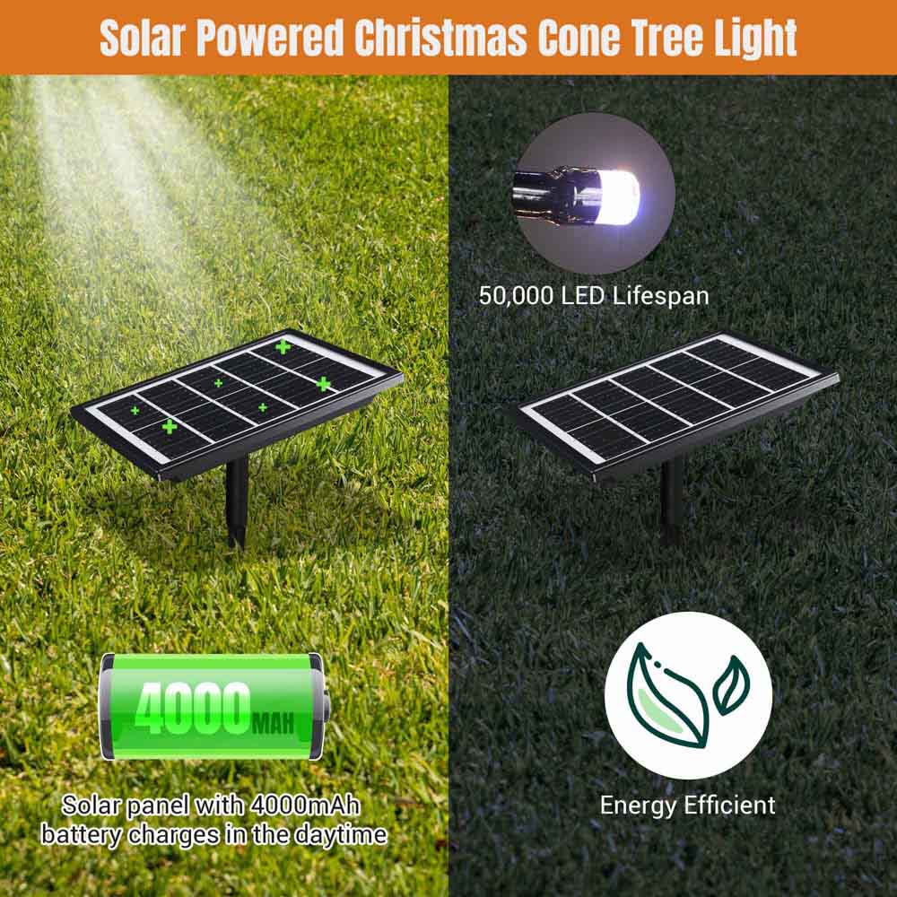 Yescom 9' Outdoor Christmas Tree Prelit Lightshow Solar Powered Image