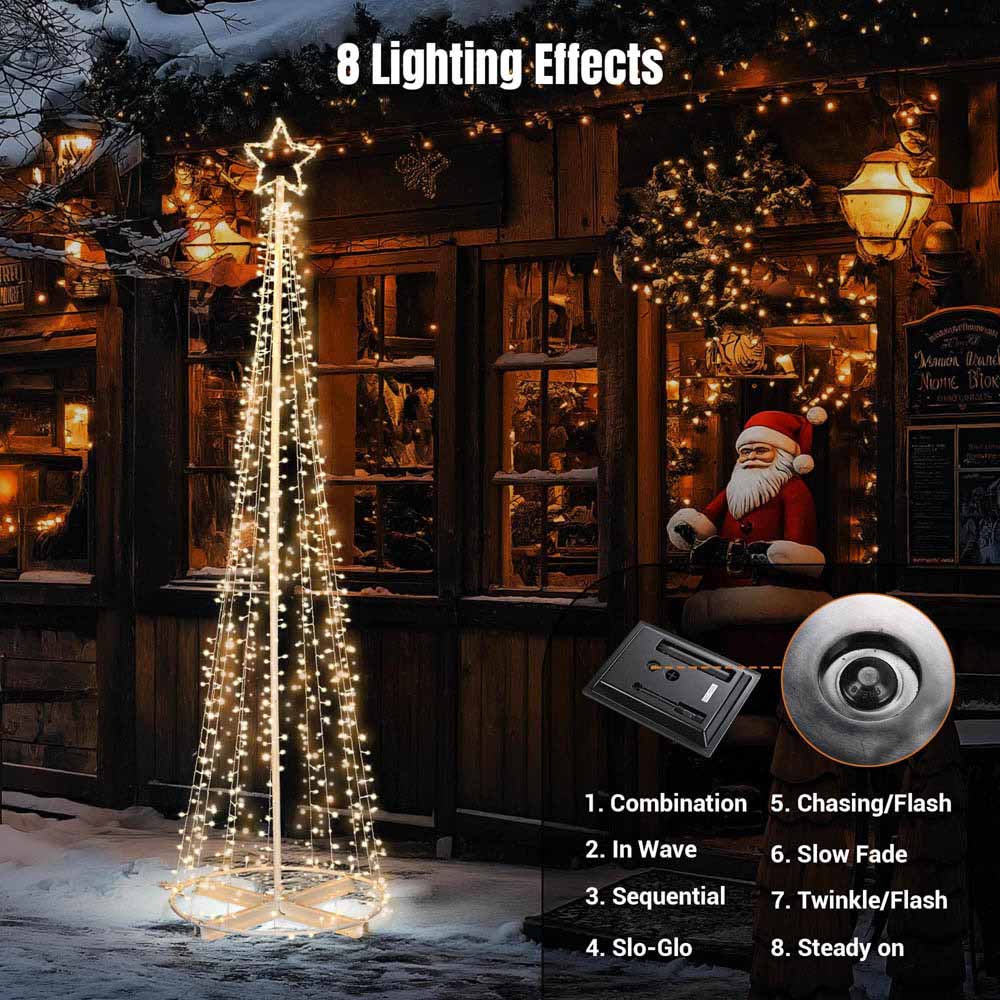 Yescom 9' Outdoor Christmas Tree Prelit Lightshow Solar Powered Image