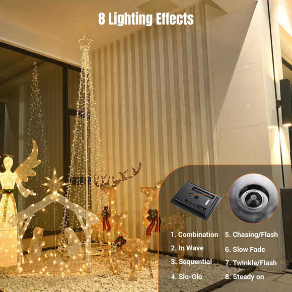 Yescom 12' Outdoor Christmas Tree Prelit Lightshow Solar Powered Image