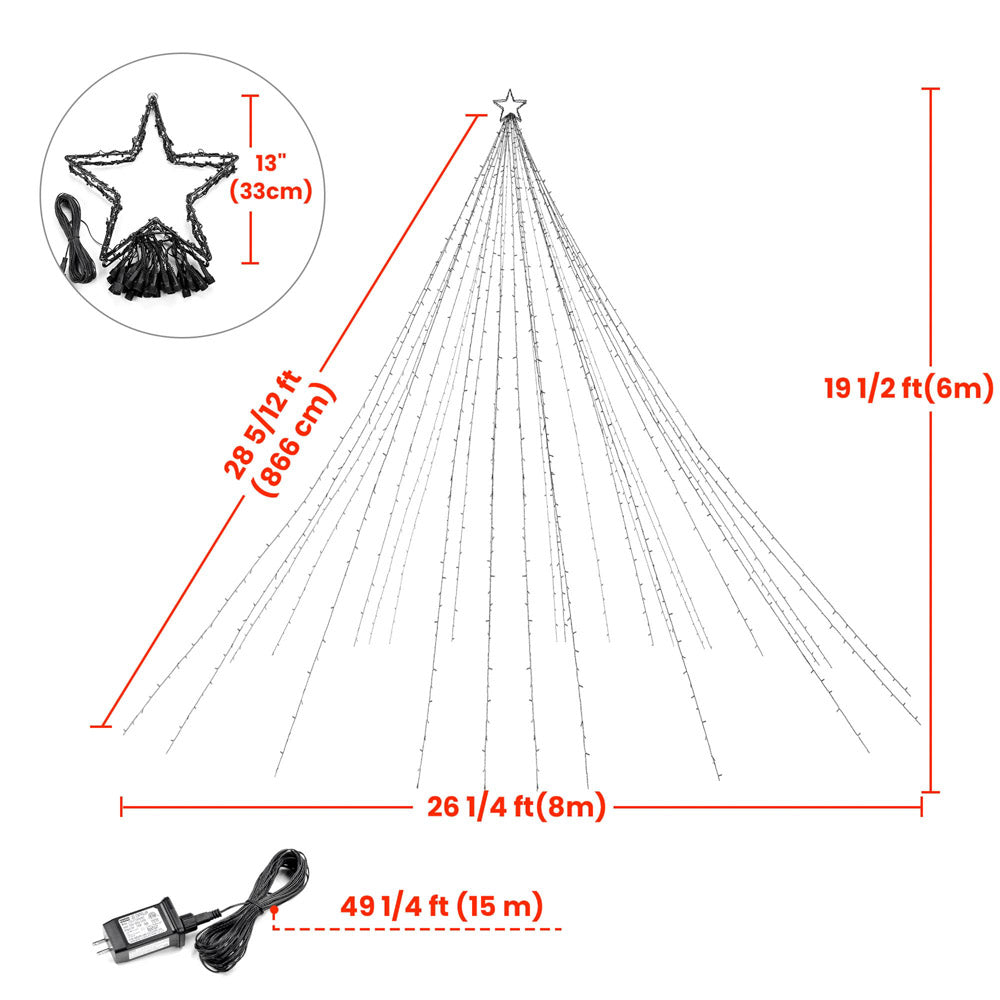 Yescom Outdoor 20ft Flagpole Christmas Tree Light Warm White Image