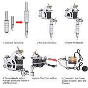 Yescom 2 Tattoo Guns Machine Kit w/ LCD Power Supply 40 Color Inks & Case Image