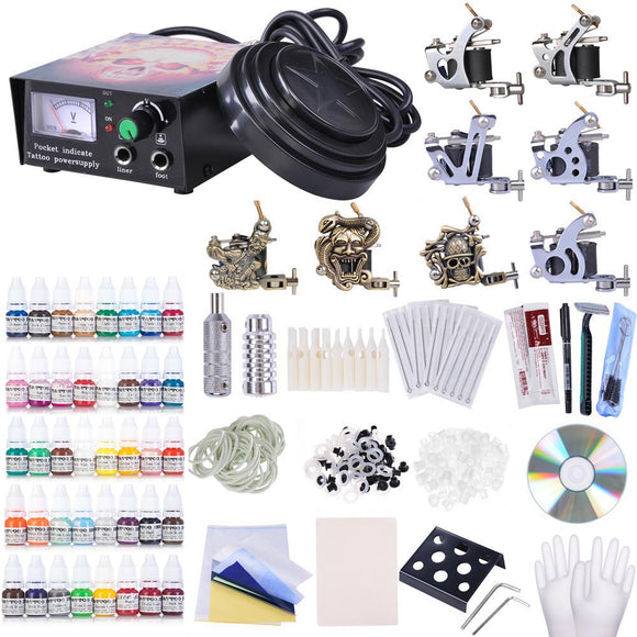 Yescom 8 Tattoo Machine Kit w/ LCD Power Supply 40 Color Inks Image