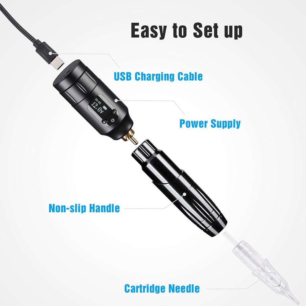 Yescom Rotary Tattoo Machine with Case 50-Needles Battery Operated Image