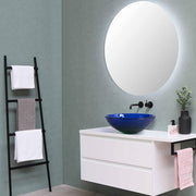 Yescom Round Tempered Glass Bathroom Vanity Sink Blue Green 17" Image