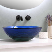 Yescom Round Tempered Glass Bathroom Vanity Sink Blue Green 17