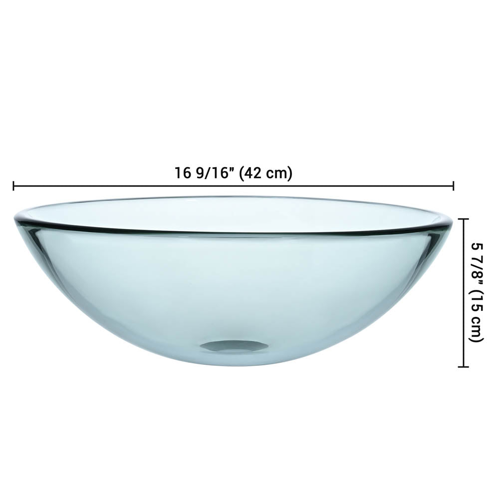 Yescom 16" Round Bathroom Glass Vessel Sink Bowl Lavatory Basin Image