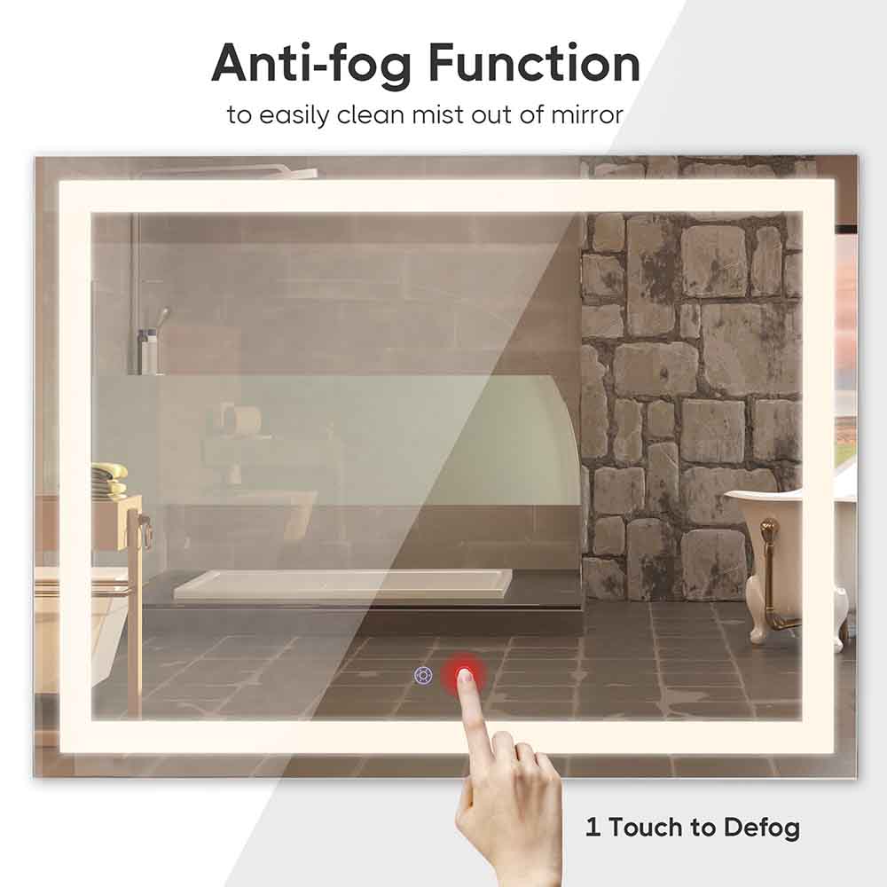 Yescom LED Bathroom Mirror Frameless Anti-Fog Touch Switch 32x24 Image